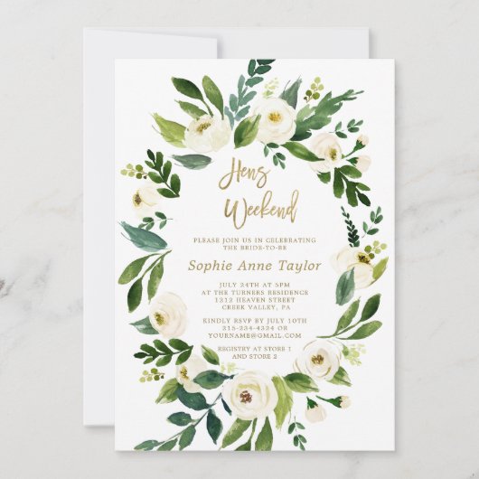 ホワイトフラワーズリースヘンスバチェロレッテ週末 招待状 (正面)