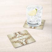 ホワイトフラワーズ装飾金ゴールド紙コースター スクエアペーパーコースター (インサイチュ)