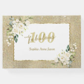 ホワイトフラワーズ金ゴールド100と素晴らしい誕生日パーティー ゲストブック (裏面)