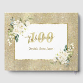 ホワイトフラワーズ金ゴールド100と素晴らしい誕生日パーティー ゲストブック (裏面)