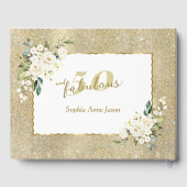 ホワイトフラワーズ金ゴールド50と素晴らしい誕生日パーティー ゲストブック (裏面)