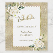 ホワイトフラワーズ金ゴールド50と素晴らしい誕生日パーティー ワインラベル (シングルラベル)