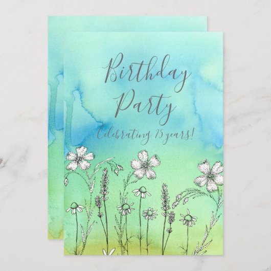 ホワイトフラワーズ75thバースデーパーティーへの招待 招待状 (正面/裏面)