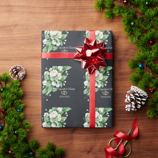 ホワイトフラワーズ ウェディング ラッピングペーパー (クリスマスギフト)
