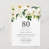 ホワイトフラワーズ&クリーエレガントム80thバースデーパーティー 招待状 (正面/裏面)
