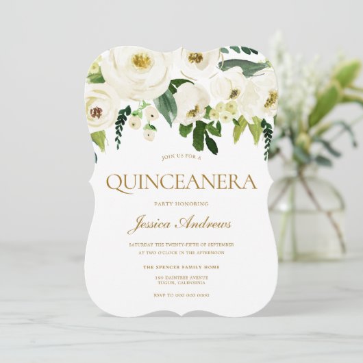 ホワイトフラワーズ&クリームキンセアニェラパーティー 招待状 (スタンド正面)