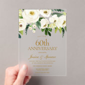 ホワイトフラワーズ&クリーム60結婚周年 アクリル招待状 (インサイチュ (ポータブル))