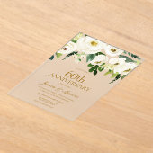 ホワイトフラワーズ&クリーム60結婚周年 アクリル招待状 (レイダウン)