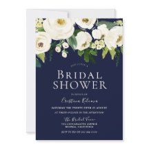 ホワイトフラワーズ&ネイビーエレガントブライダルシャワー