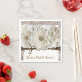 ホワイトフラワーズ&樺の木素朴グラムブライダルシャワー スタンダードカクテルナプキン (インサイチュ)