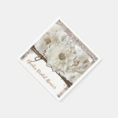 ホワイトフラワーズ&樺の木素朴グラムブライダルシャワー スタンダードカクテルナプキン (角)