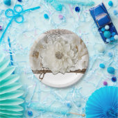 ホワイトフラワーズ&樺の木素朴グラムブライダルシャワー ペーパープレート (パーティー)