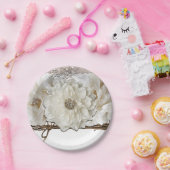 ホワイトフラワーズ&樺の木素朴グラムブライダルシャワー ペーパープレート (パーティー)