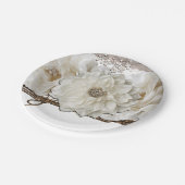 ホワイトフラワーズ&樺の木素朴グラムブライダルシャワー ペーパープレート (アングル)