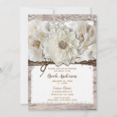 ホワイトフラワーズ&樺の木素朴グラムブライダルシャワー 招待状 (正面)
