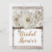 ホワイトフラワーズ&樺の木素朴グラムブライダルシャワー 招待状 (裏面)
