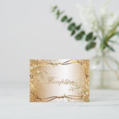 ホワイトフラワーズ&金ゴールドグリッター エンクロージャーカード (スタンド正面)