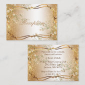 ホワイトフラワーズ&金ゴールドグリッター エンクロージャーカード (正面/裏面)