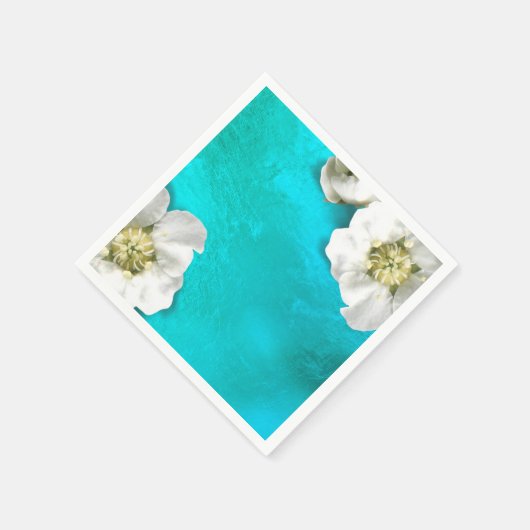 ホワイトフラワーティファニーアクアガラス金属繊細 スタンダードカクテルナプキン (角)