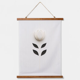 ホワイトフラワーデザイン 吊り下げ型タペストリー