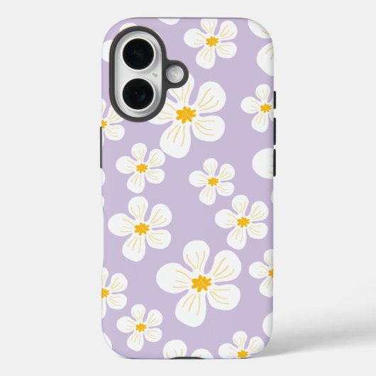 ホワイトフラワーデザインOtterbox iPhone 16ケース Case-Mate iPhoneケース (裏面)