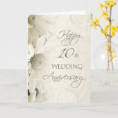 ホワイトフラワーハッピー結婚10周年記念カード カード (黄色い花)