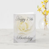 ホワイトフラワーハッピー79誕生日 カード (黄色い花)