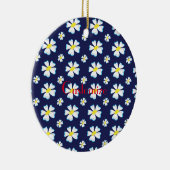 ホワイトフラワーパターンThunder_Cove セラミックオーナメント (右)