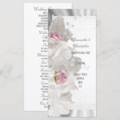 ホワイトフラワーピンクのバラ教会の結婚式プログラム プログラム (正面/裏面)