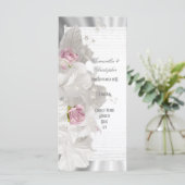 ホワイトフラワーピンクのバラ教会の結婚式プログラム プログラム (スタンド正面)