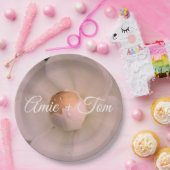 ホワイトフラワーフォト結婚ズのカスタム紙プレート ペーパープレート (パーティー)