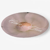 ホワイトフラワーフォト結婚ズのカスタム紙プレート ペーパープレート (アングル)