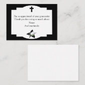 ホワイトフラワーブラッククロスサンキューカード ノートカード (正面/裏面)