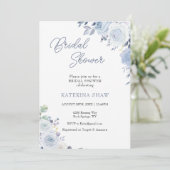 ホワイトフラワーミニマリストウォーターカラーブライダルシャワー 招待状 (スタンド正面)