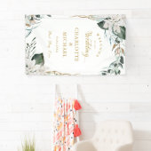 ホワイトフラワーユーカリ結婚金ゴールド 横断幕 (インサイチュ)