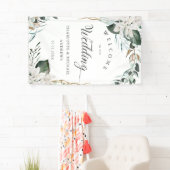 ホワイトフラワーユーカリ結婚金ゴールド 横断幕 (インサイチュ)