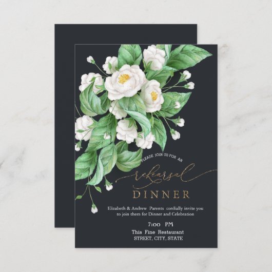 ホワイトフラワーリハーサルディナー 招待状 (正面/裏面)