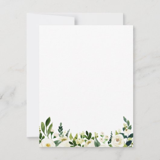 ホワイトフラワーリースウェディングデイトカードを保存 セーブザデート (裏面)