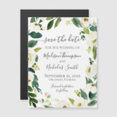 ホワイトフラワーリースセーブザデートマグネット マグネット招待状 (正面/裏面)