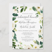 ホワイトフラワーリースリハーサルディナー招待状 招待状 (正面)