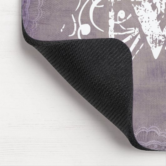 ホワイトフラワーレースモノグラムイニシャルマウスパッド マウスパッド (コーナー)