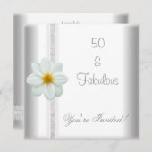 ホワイトフラワー50thバースデーパーティレース 招待状 (正面/裏面)