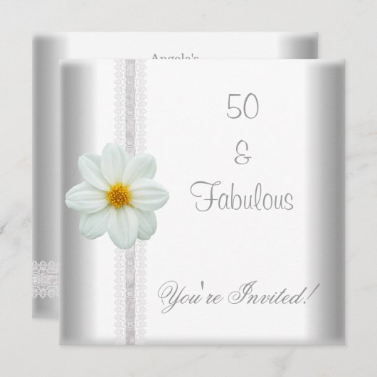 ホワイトフラワー50thバースデーパーティレース 招待状 (正面/裏面)