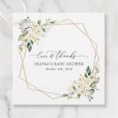 ホワイトフラワー、クリームフラワー、ボヘミア、ベビーシャワー フェイバータグ (正面)