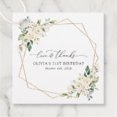 ホワイトフラワー、クリームフラワー、ボヘミア、誕生日 フェイバータグ (正面)