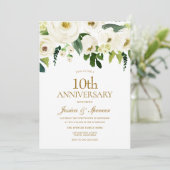 ホワイトフラワー＆クリーム 10周年 結婚記念日 招待状 (スタンド正面)