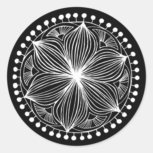 ホワイトフランキーマンダラステッカー ラウンドシール (正面)