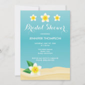 ホワイトフランギパニトロピカルビーチブライダルシャワー 招待状 (正面)