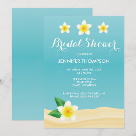 ホワイトフランギパニトロピカルビーチブライダルシャワー 招待状