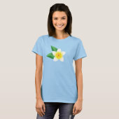 ホワイトフランギパニトロピカルフラワーイラストレーション Tシャツ (正面フル)